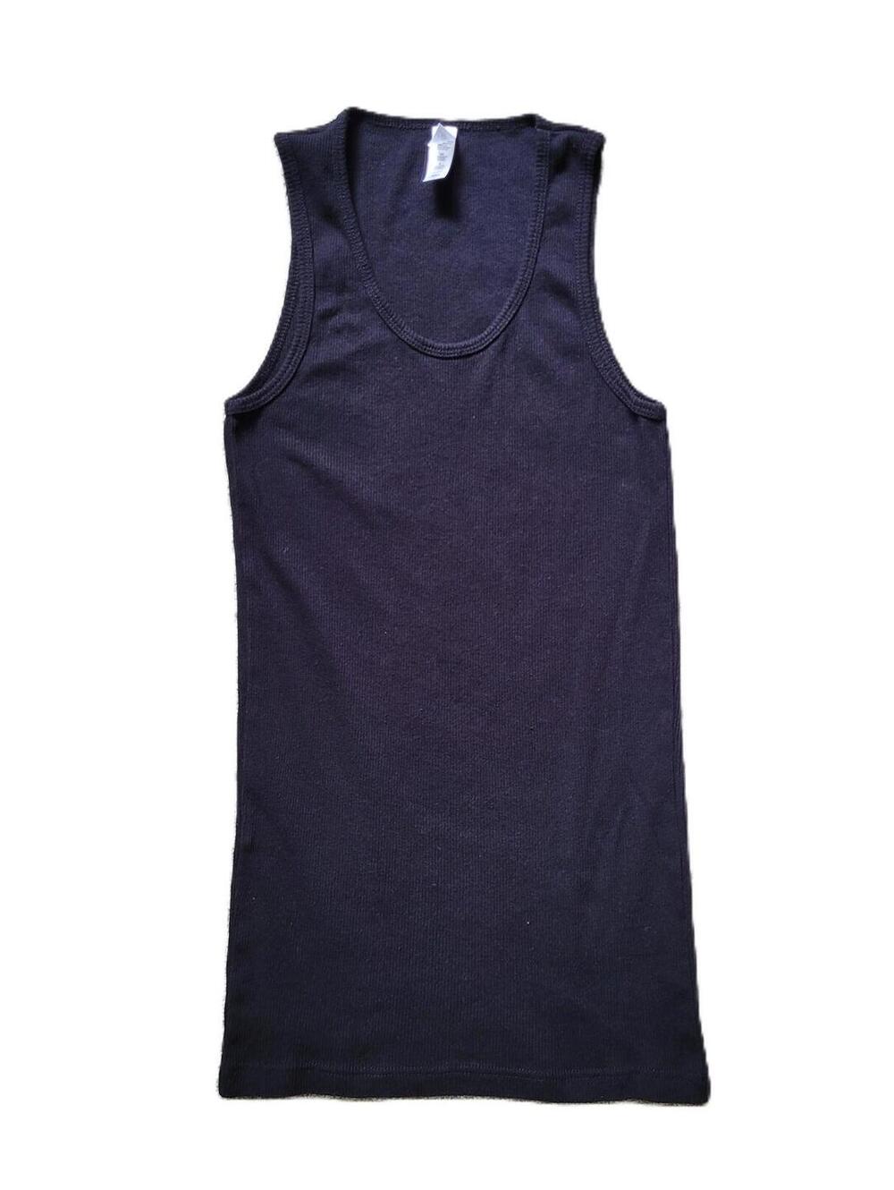 Canvas Men’s Small Ribbed Tank Top Black Cotton Sleeveless Shirt Basic